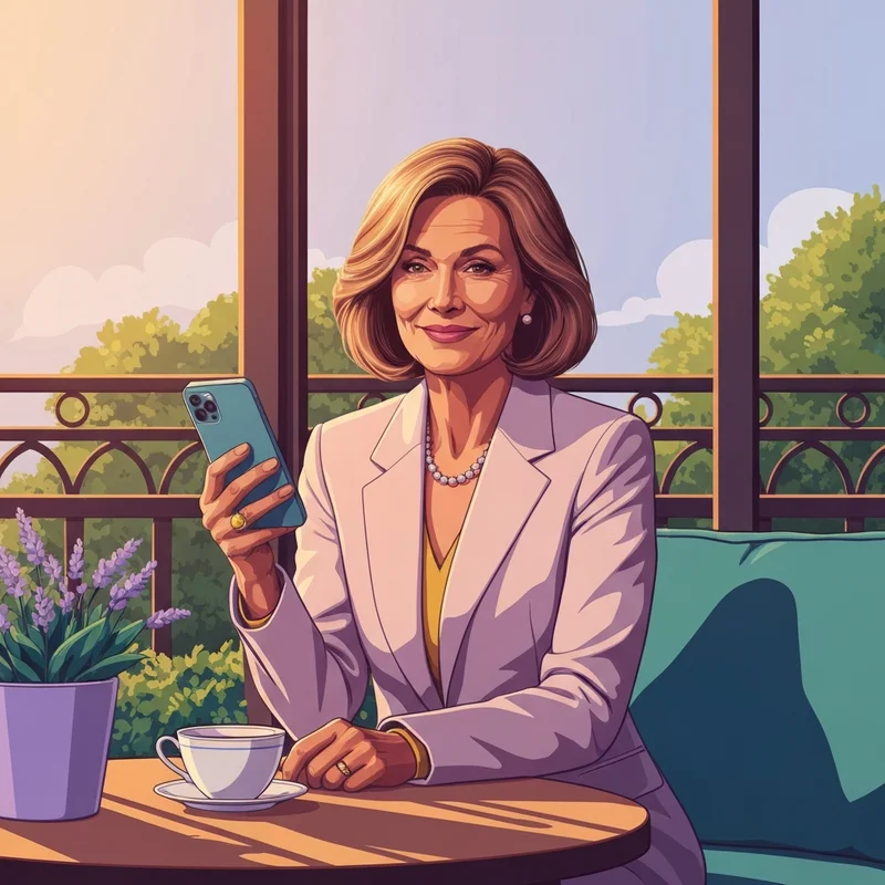 A woman confidently learning how to send friend request on fb on her smartphone while relaxing outdoors.