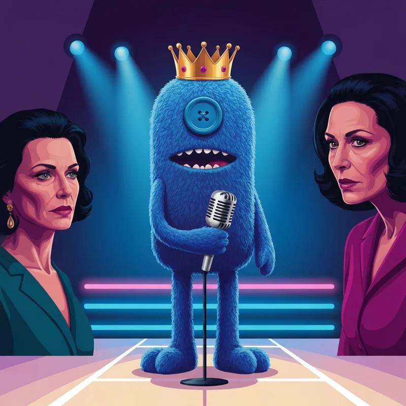 A cinematic battle scene featuring the fnf rainbow friends characters on a neon stage.