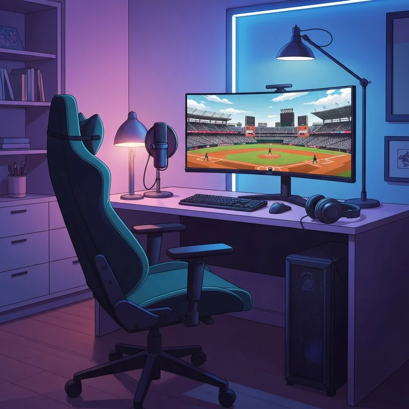 A professional gaming setup representing the world of your friend kyle with neon lights and high-end equipment.