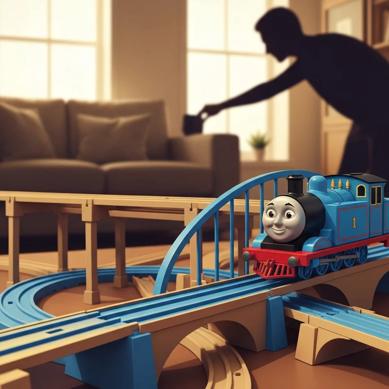 A complex Thomas & Friends Trackmaster layout featuring multiple levels and motorized engines.