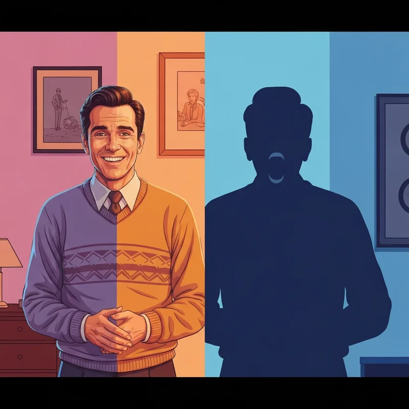 An artistic representation of the ben stiller friends screamer archetype showing the duality of a charming public persona and a volatile private rage.