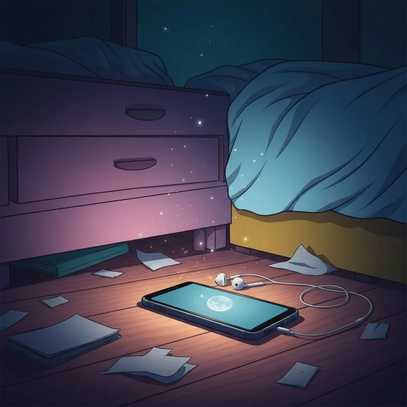 A sentimental scene of headphones and a phone representing the search for a song for friend that died.