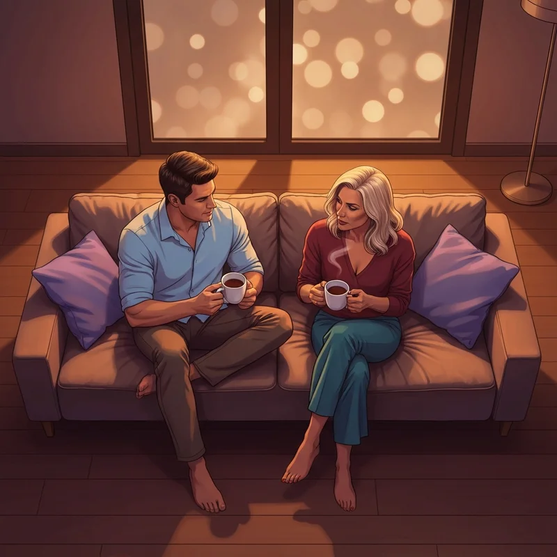 Two close friends discussing deep boundaries and the concept of the nude friend in a safe, modern setting.