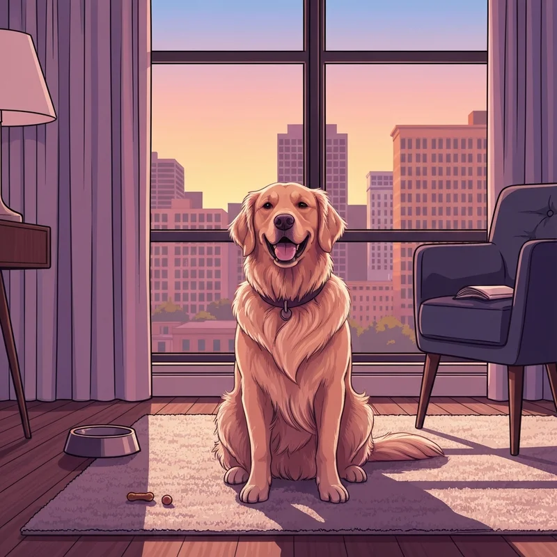 A happy dog in one of the pet friendly hotels springfield mo during a sunset stay.