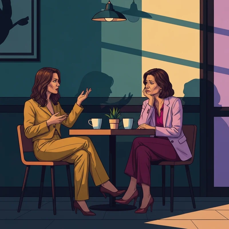 Two friends sitting in a cafe representing the emotional complexity of friends being dishonest and betrayal of trust.