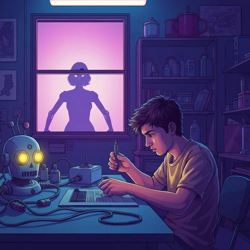 The iconic and tragic ensemble of the deadly friend cast represented in a 1980s techno-horror setting.