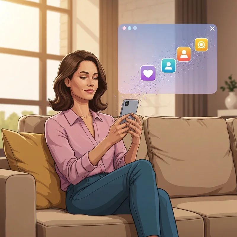 A woman peacefully managing her digital life and learning how do i delete a friend in facebook for better mental health.