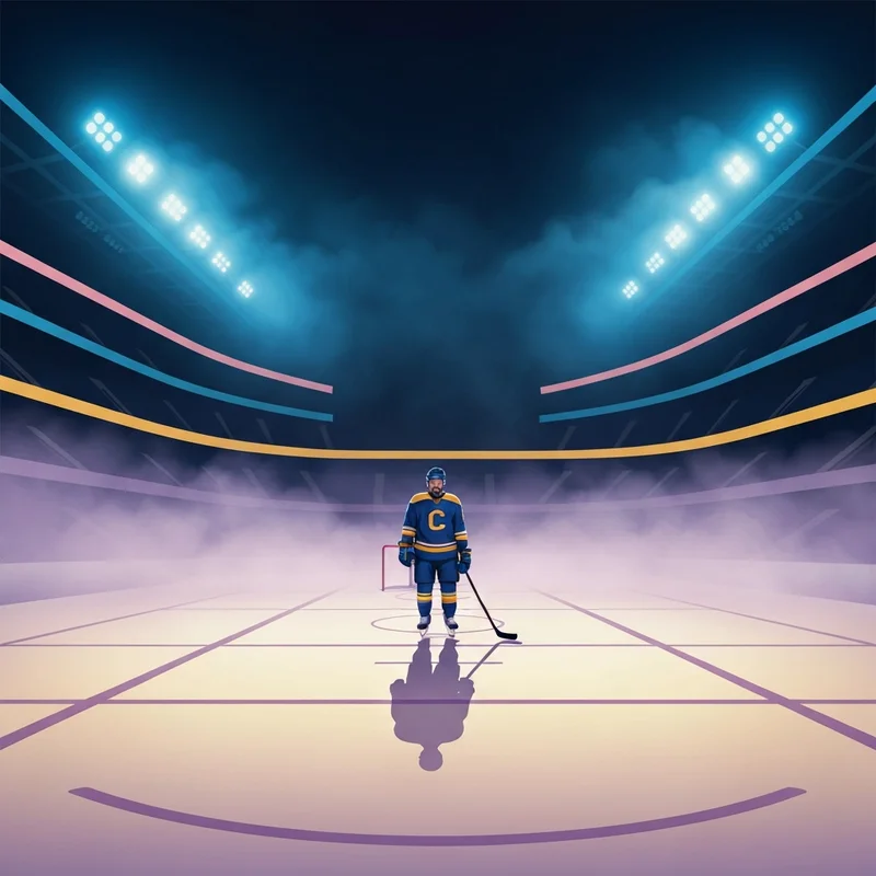 A dramatic view of an NHL arena representing the Buffalo Sabres home ice during a high-stakes game.
