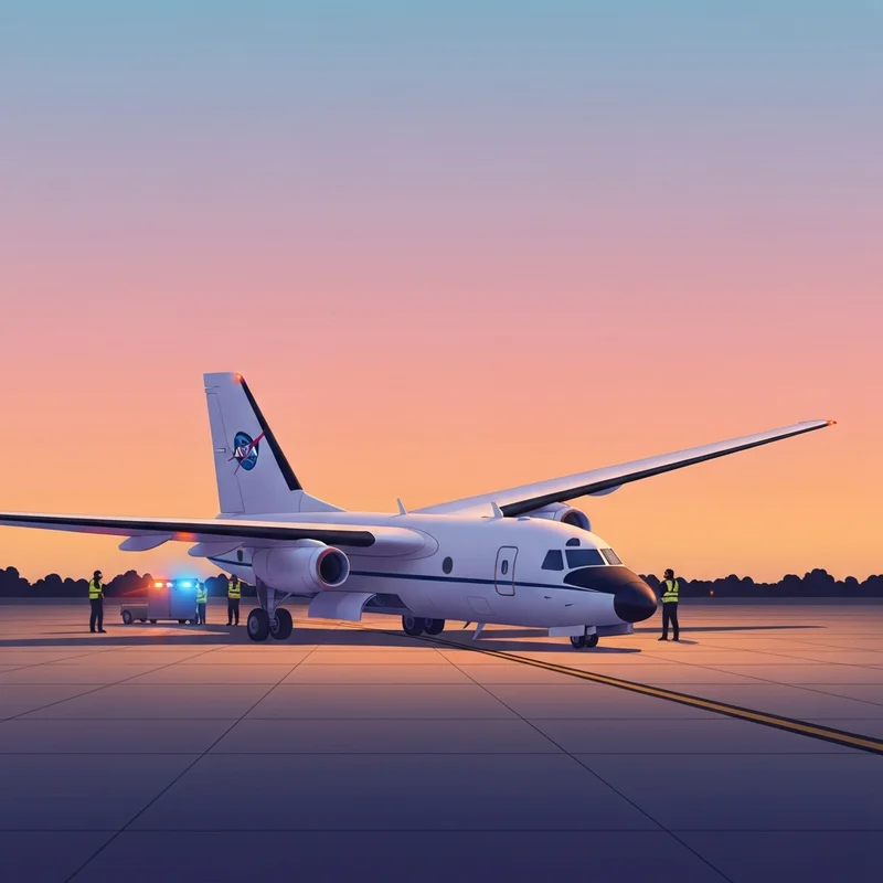 A NASA WB-57 research aircraft after an emergency belly landing at Ellington Field in Houston.