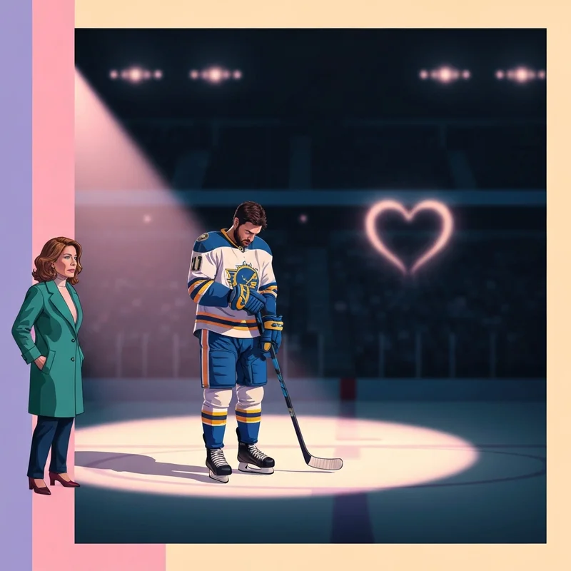 Buffalo Sabres defenseman Rasmus Dahlin standing on the ice reflecting on his hat trick and personal journey.