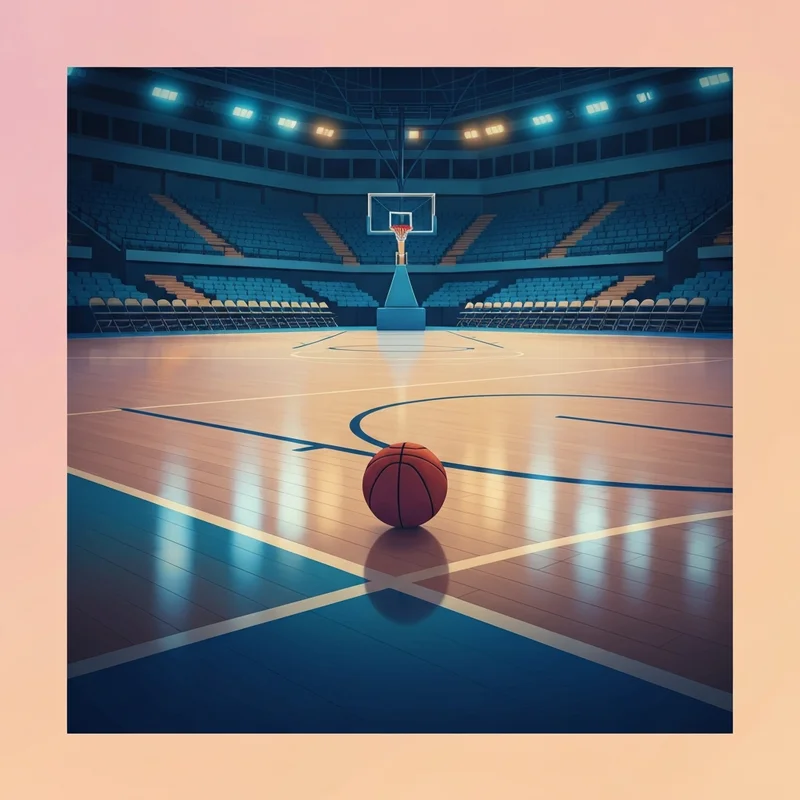 The home court of Notre Dame basketball during a quiet moment after a high-stakes game.