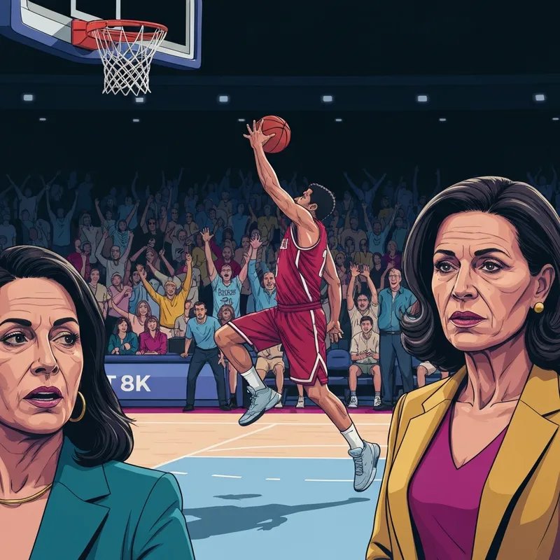 A dramatic shot of a basketball player shooting a three-pointer during the missouri vs alabama game in a packed arena.