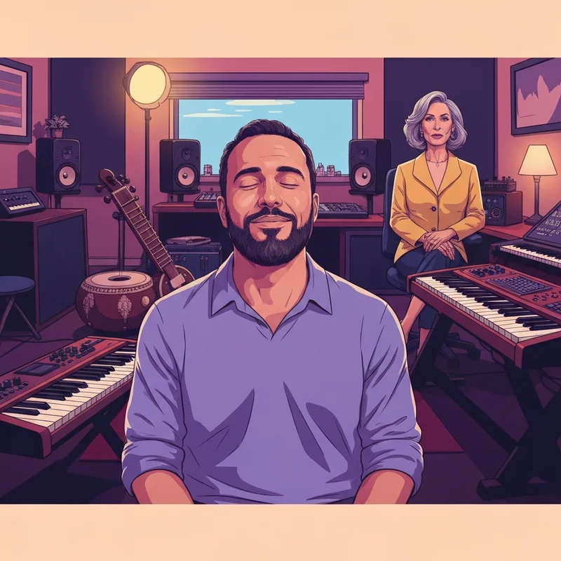 A serene scene depicting the transition and legacy of the Arijit Singh retirement playback singing era.