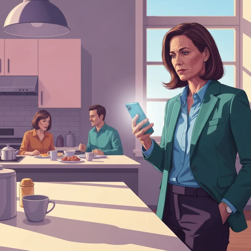 A person looking at a financial report about United Healthcare stock on their phone during a busy morning.