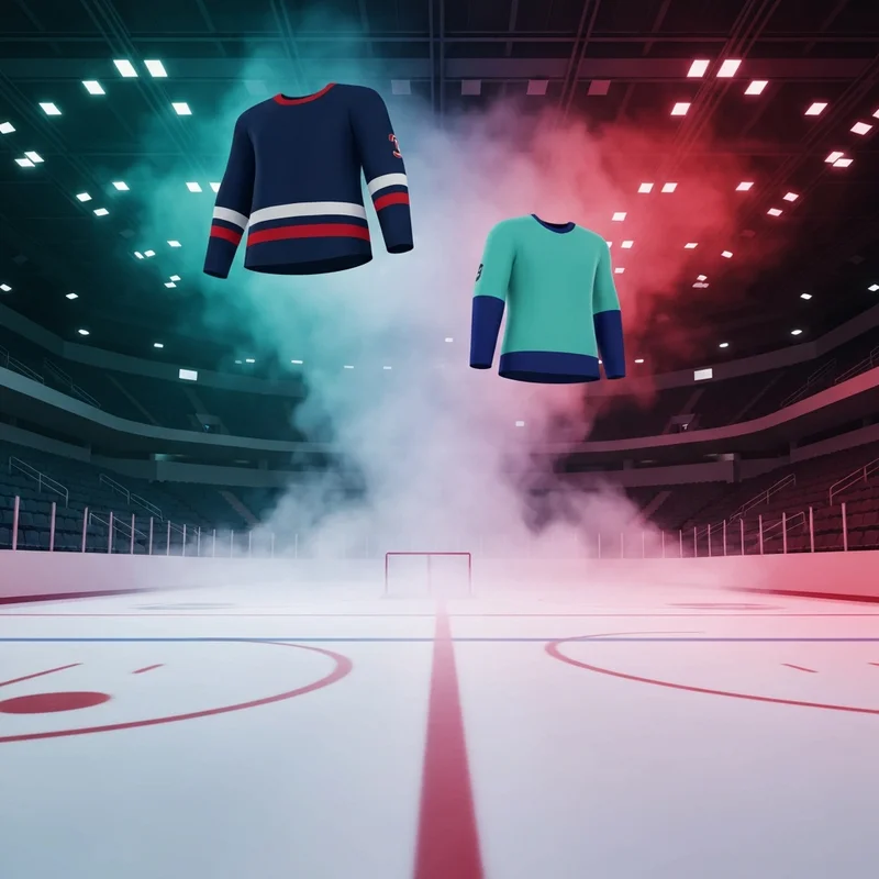 A dramatic view of an ice hockey rink representing the intensity of the capitals vs kraken matchup.