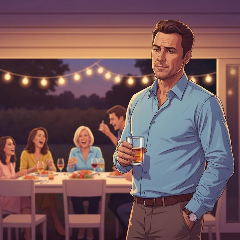 A man contemplating his feelings regarding his attraction to my wife's hot friend during a social gathering.