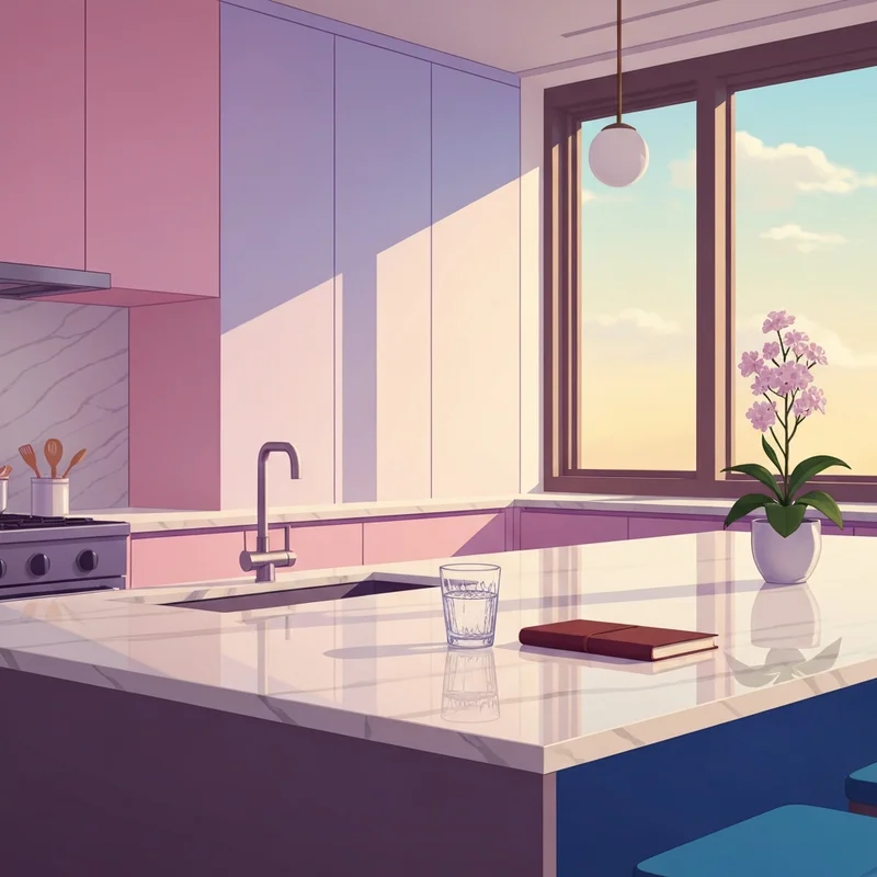 A peaceful kitchen setting symbolizing a fresh start after a Chrissy Teigen sobriety relapse.