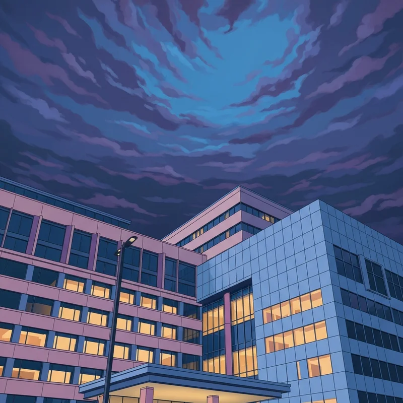 The architectural silhouette of a municipal building representing the office of Jacob Frey during a dramatic sunset.