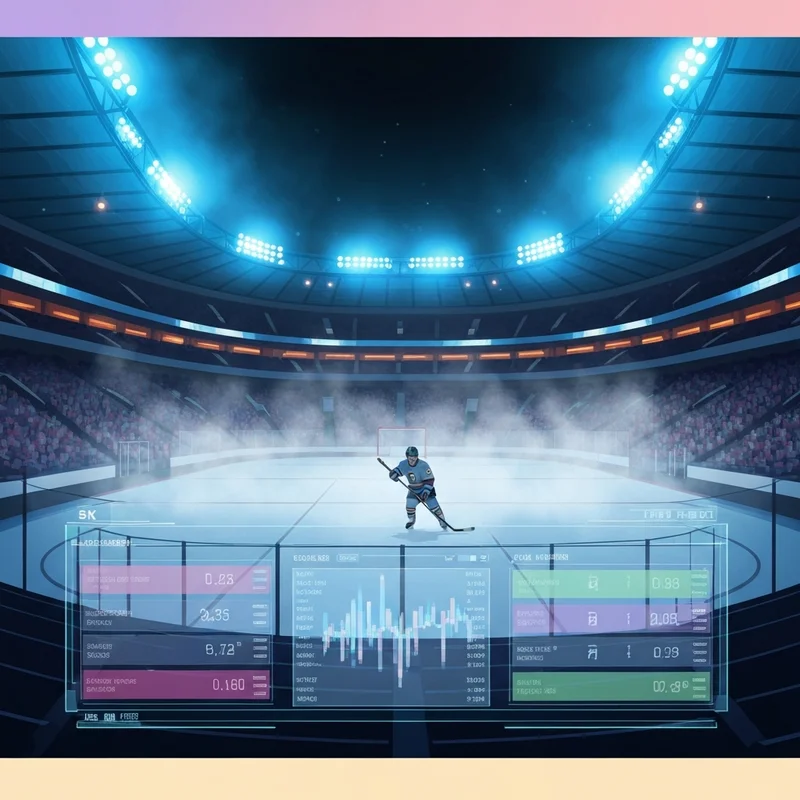 A high-tech digital display showing betting odds for the flyers vs blue jackets game inside a glowing NHL arena.
