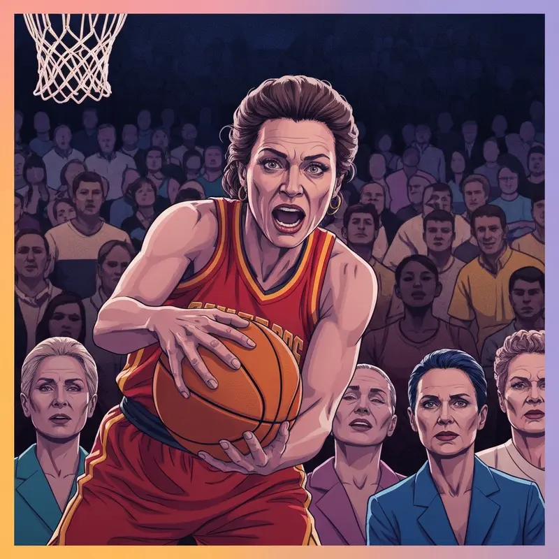 A powerful female athlete dominating the court during the iowa state vs texas tech game.