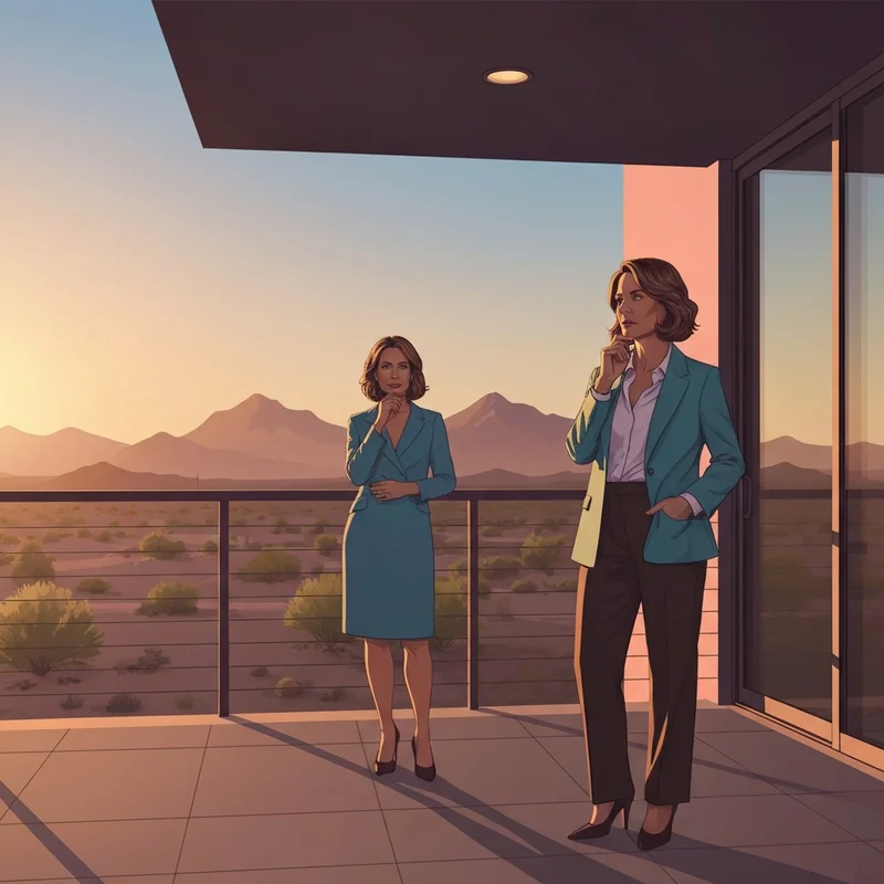 A woman reflecting on her life during the Rob Schneider divorce transition.