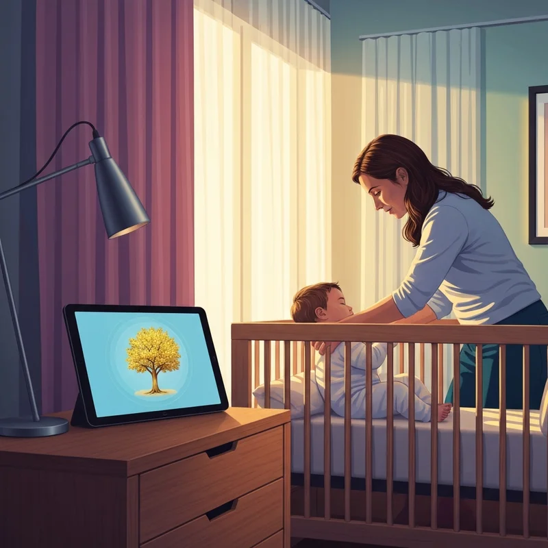 A parent looking at a child while a digital growth icon represents the future potential of trump accounts.