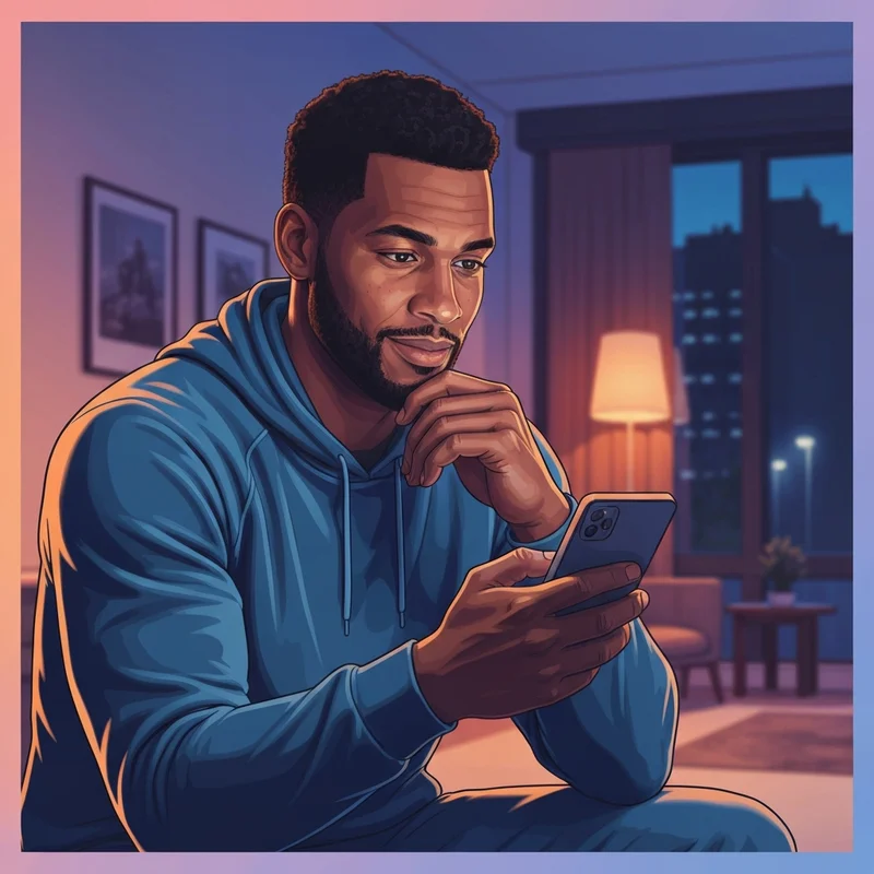 A young athlete reflecting on the anthony edwards ice donation rumor while scrolling through his phone.