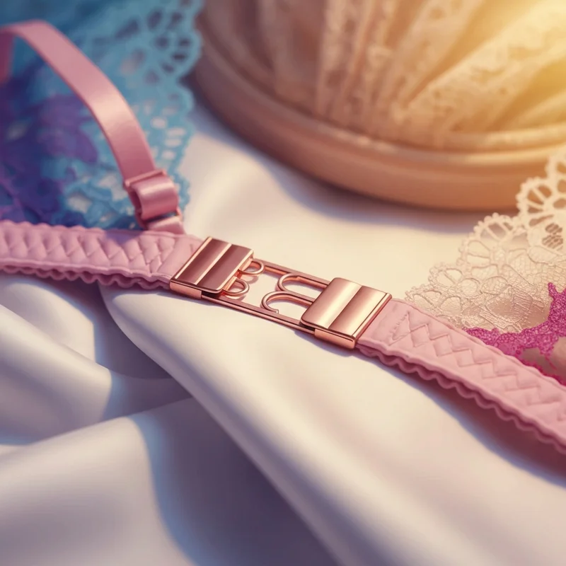 Close-up of high-quality bra extenders 3 hook on soft silk fabric