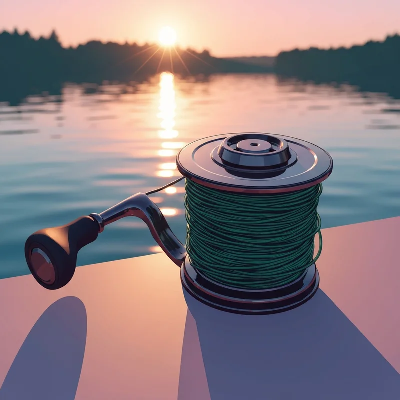 A close-up of a fishing reel spooled with daiwa j braid x8 showing the smooth 8-carrier weave.
