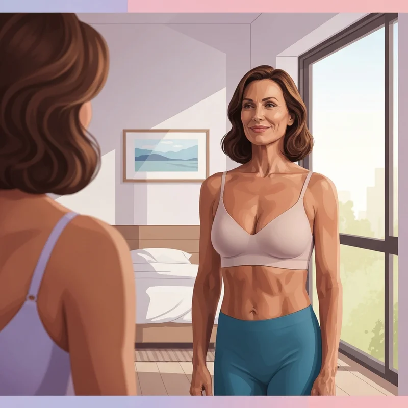 A confident woman wearing a perfectly fitting 40A bra with no gaps.