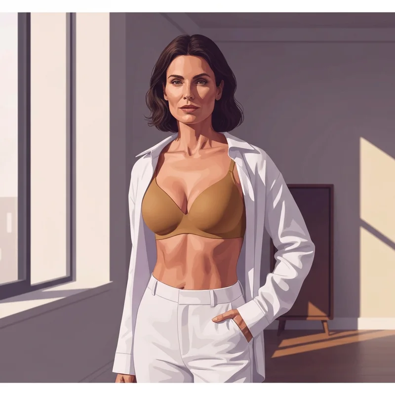 A woman wearing a comfortable push up bra without wire that provides a natural and confident lift.