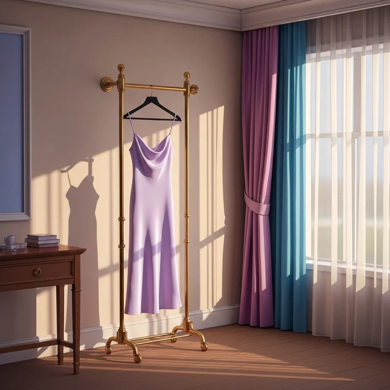 A luxurious bridal suite featuring a silk dress and accessories, highlighting the search for the best shapewear for wedding gown.