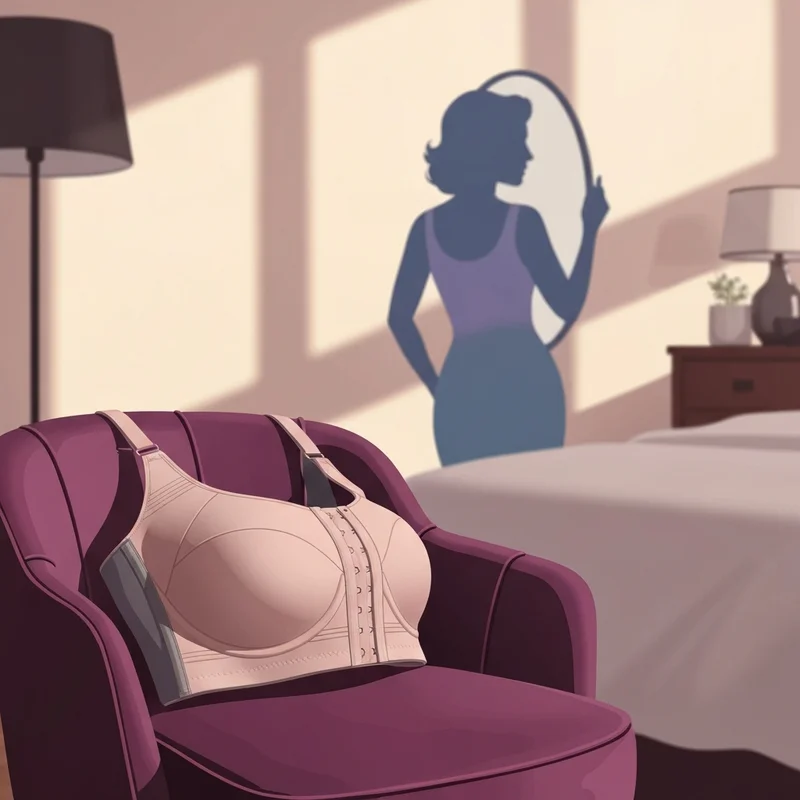 A high-quality medical garment representing the best compression bra after breast augmentation surgery placed in a luxury recovery setting.