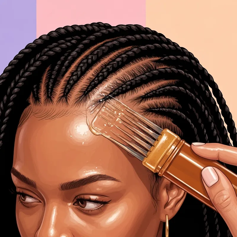 Close-up of clean parts and professional braids achieved using loc n braid gel