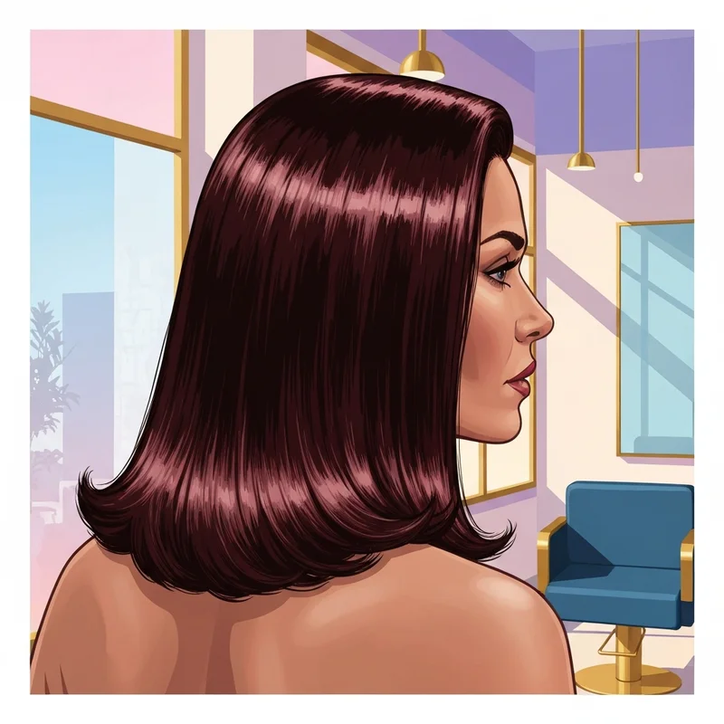 A woman showing off her glossy and smooth results after a professional hair botox treatment.