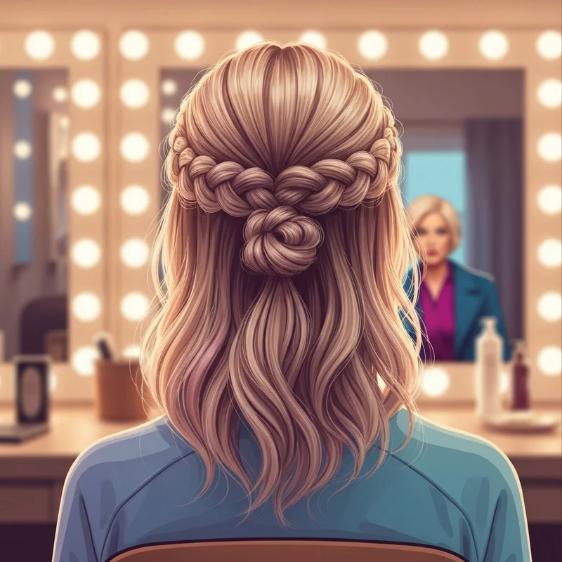 A young woman showcasing elegant braid half up half down hairstyles for a social event.