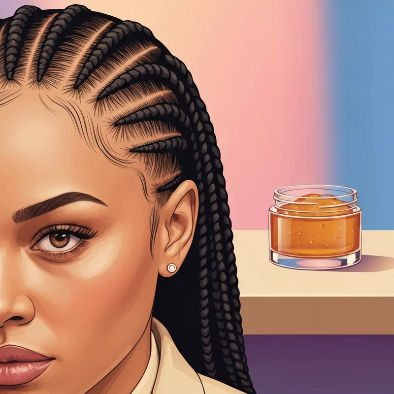 Close-up of perfectly neat knotless braids with sharp parts achieved using braid gel extreme hold for a sleek finish.