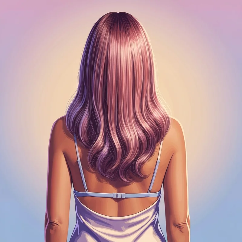 A woman showing her healthy bra strap length hair from the back.