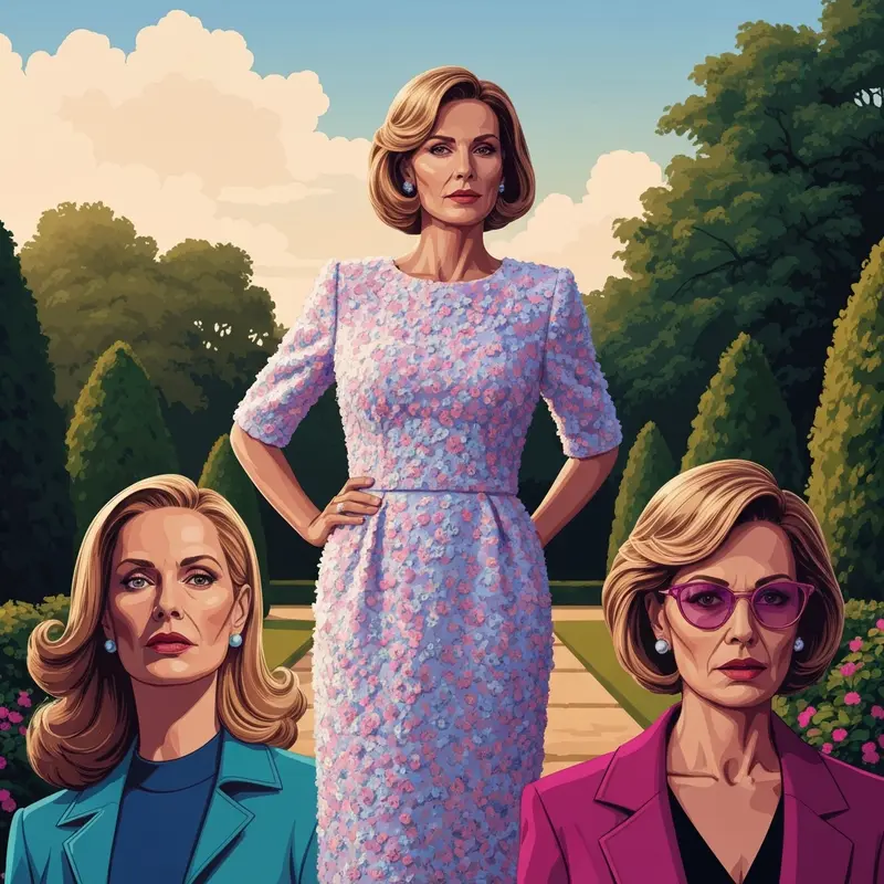 A woman wearing one of the most elegant jacquard wedding guest dresses at a luxury outdoor ceremony.