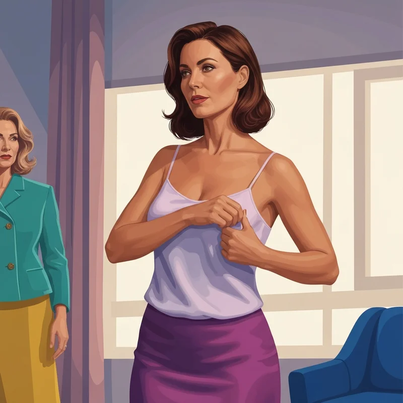 A woman learning how to tighten bra straps for a better fit and improved confidence.