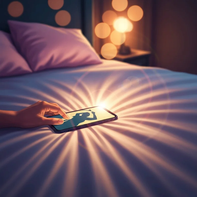 A cinematic scene of a digital device showing taking bra off gifs to represent the psychology of the tease and digital intimacy.