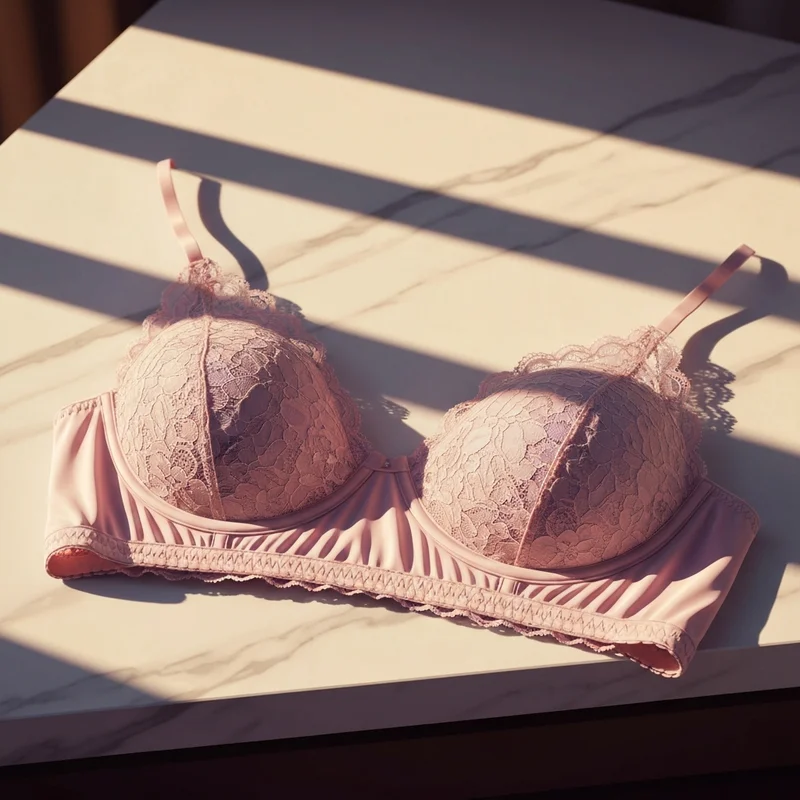A close-up of a delicate lace bralette representing the sophisticated aesthetic of an aa cup bra size.