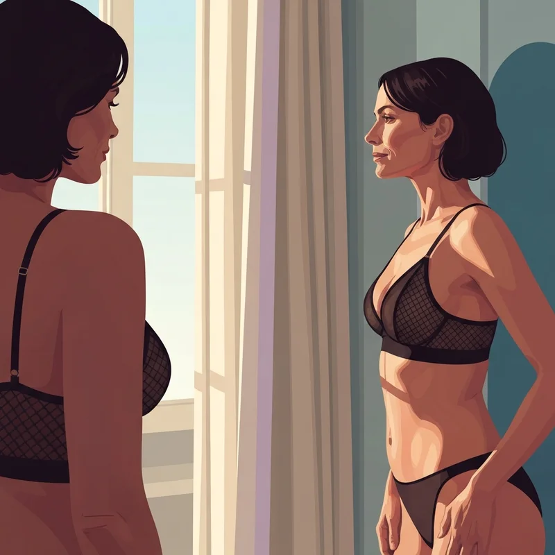 A woman wearing the best bra for small bust, featuring a sheer mesh design that fits perfectly without gaps.