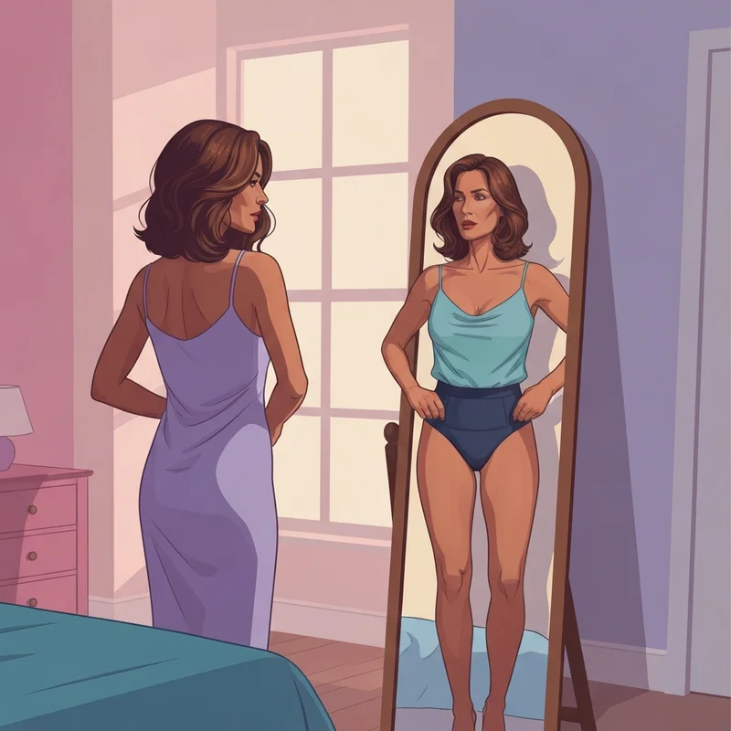 A woman wearing high-quality thong shapewear under a silk dress for a seamless look.