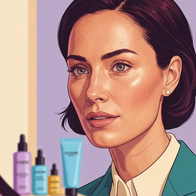 A young woman contemplating her skincare routine and wondering is botox bad for you while looking in the mirror.