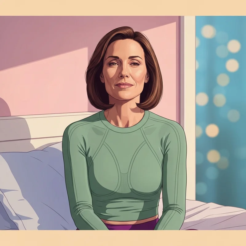 A modern woman experiencing the comfort and support of a high-tech gel bra in a peaceful home setting.