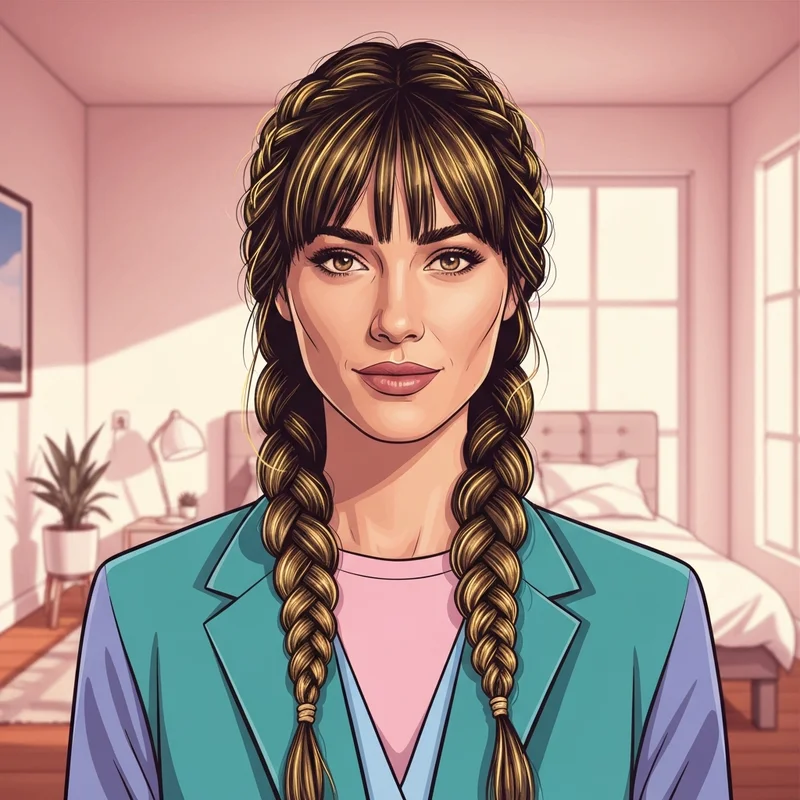 A young woman showcasing intricate front braid hairstyles for a confident and polished look.