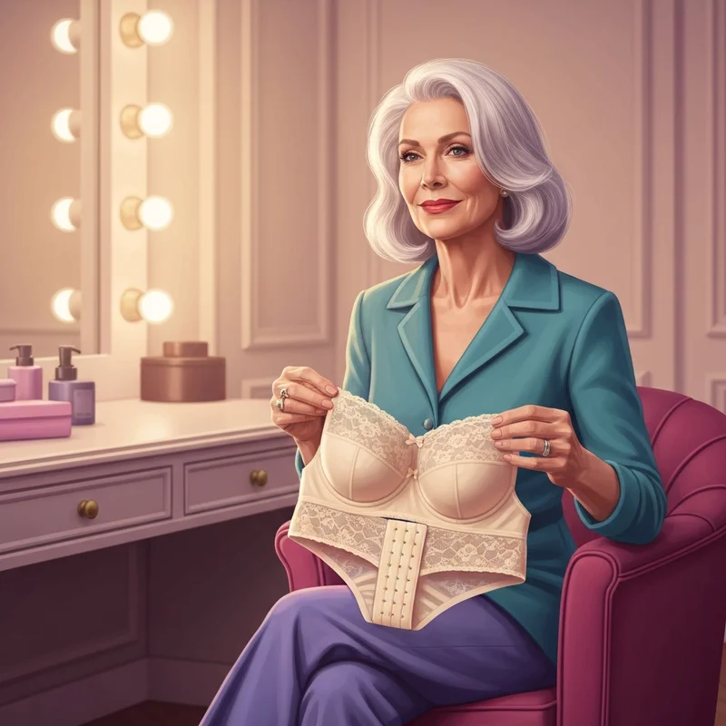 An elegant woman holding a stylish snap front bra in a sunlit room, representing independence and comfort.