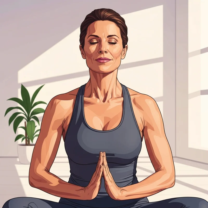 A woman practicing yoga wearing a supportive danskin sports bra in a sunlit studio.