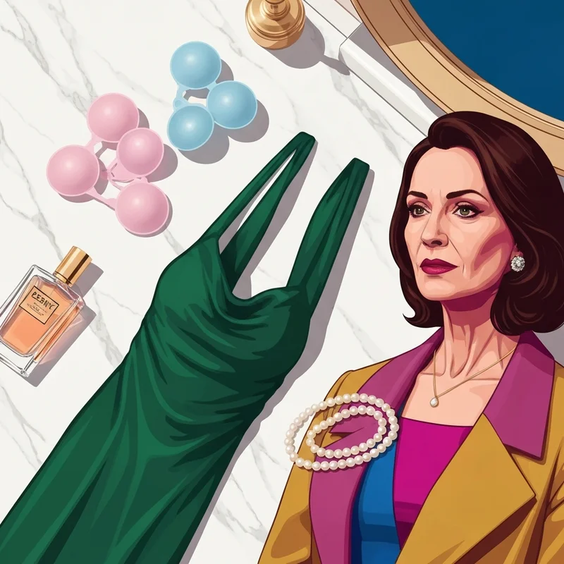 A luxury flat lay of boombas bra inserts and a green formal gown for wedding season.